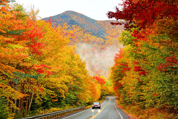 The 34-mile Kancamagus Highway cuts an east-west channel through the White Mountain National Forest in New hampshire